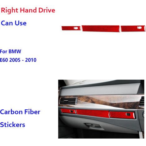 (RHD R) Autocollants de garniture de panneau porte-gobelet copilote en fibre de carbone - Accessoires de style automobile compatibles avec les anciennes BMW Série 5 E60 (2005-2010) (1/5)