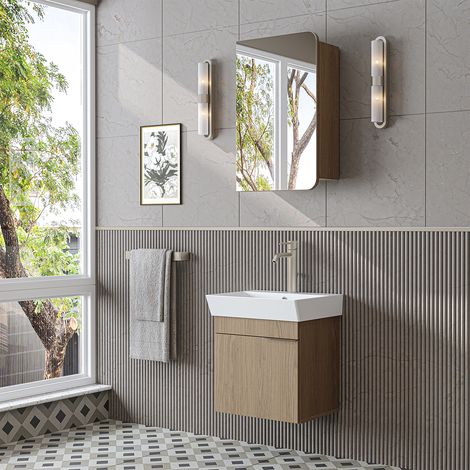 Roomart LYCIA-50 Badmöbel-Set 3-tlg 50 cm breit, Eiche(Hell)