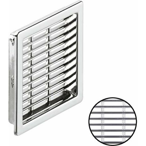 – Grille aération VMC carrée 57 x 57mm – Plastique Delrin gris chromé – Bord de recouvrement à encastrer – Passage d'air 10,2 cm² (1/2)