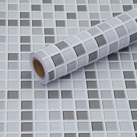 Mosaïque Adhésive Carrelage Gris et Blanc Imperméable 30 x 300cm (1/5)