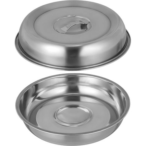 Couvercle Rond Acier Inoxydable 20 cm - Pour Barbecue Plancha Cuisson Extérieure - Lot de 2