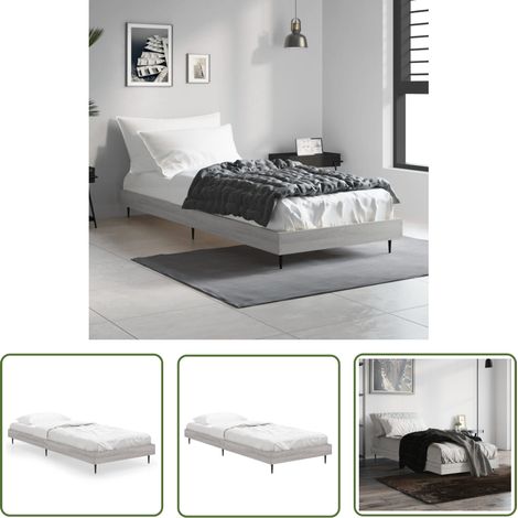 The Living Store Bettgestell Grau Sonoma 75x190 cm Holzwerkstoff - Holzbettfassungen - Bettrahmen - Doppelbett - Einzelbett - Grau (1/5)