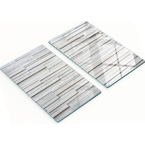Planches à découper décoratives en verre, imitation pierre, blanches, 2 x 30 x 52 cm (1/5)