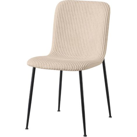 Sedia da pranzo CORDUROY – Velluto a coste beige – Gambe in metallo nero – Stile design