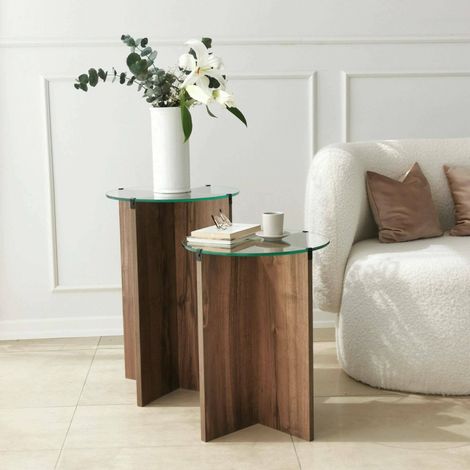 Dmora - Wohnzimmertisch Enki, Niedriger Wohnzimmertisch, Kaffeeregal, Couchtisch für Sofa, 40x40h60 cm, Nussbaum, mit verstärkter Verpackung (1/5)