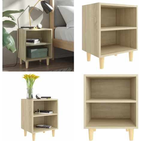 Table de chevet avec pieds en bois Chêne sonoma 40x30x50 cm - Table De Chevet - Meuble De Chambre - Table Latérale - Design Scandinave - Table Nuit - Home & Living