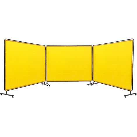 VEVOR Schermo per Saldatura, Schermi per Tende per Saldatura a 3 Pannelli da 6' x 8', Schermo di Protezione in Vinile Ignifugo su 12 Ruote Girevoli (6 bloccabili), Mobile Officina, Giallo