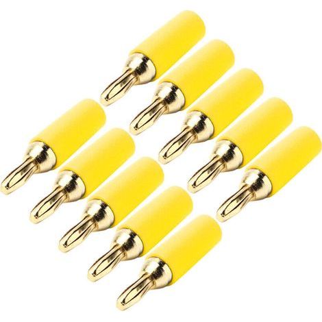 Kit di accessori per saldatura da 10 connettori a banana maschio in ottone placcato oro da 2,5 mm, colore giallo (1/5)