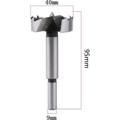 Foret 40 mm pour bois, embouts Ø 40 mm, longueur 95 mm, embouts de perçage avec tige ronde (1/3)
