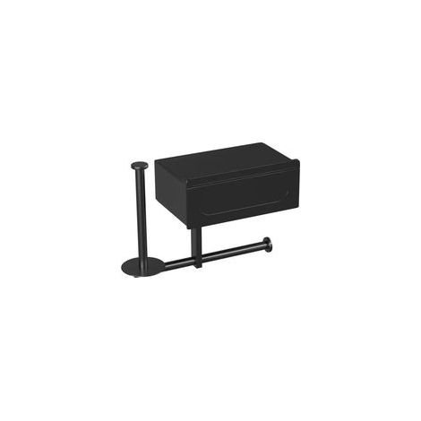 Porte-rouleau avec étagère, acier inoxydable noir, organisateur de salle de bain (1/5)