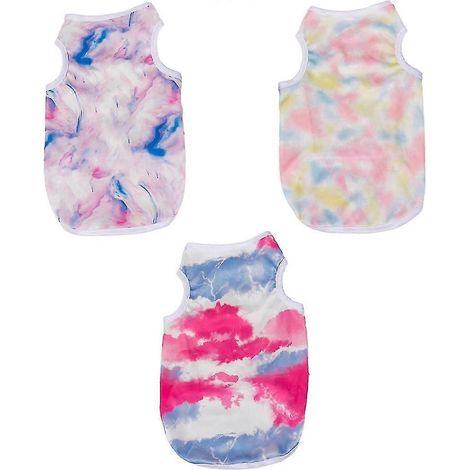 Chaleco para perro, 3 piezas, camiseta tie-dye para perro, ropa suave para cachorros, camiseta transpirable. (1/5)