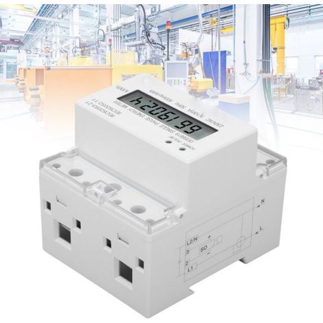 compteur d'énergie intelligent Compteur d'énergie DIN Rail monophasé LCD affichage courant KWh compteur bricolage detecteur (1/5)