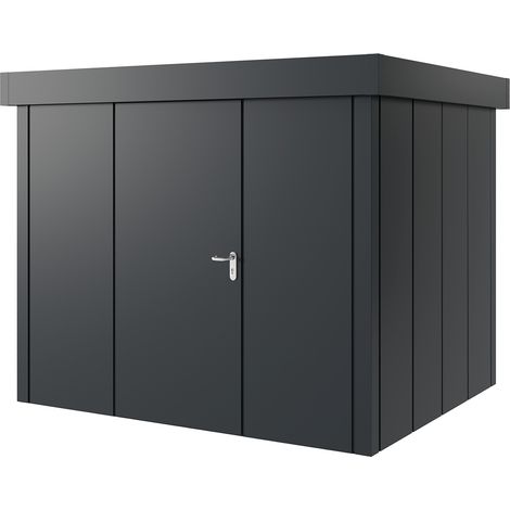 Hörmann Metall-Gerätehaus "Juno" mit Flachdach, JFD9 - Design, 262 x 214 cm (B x T), anthrazit, 1-flüglige Tür, Anschlag links (1/5)