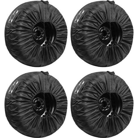Lot de 4 sacs de rangement pour pneus de rechange ou roues saisonnières jusqu'à 80 cm de diamètre Housse de protection en polyester avec boucle réglable et cordon de serrage Noir (1/5)