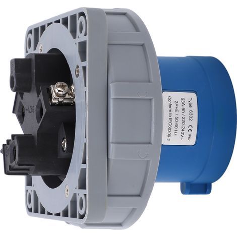 Prise industrielle étanche 63A 2P+E IP67 220-240V pour chantier et équipements électriques (1/5)
