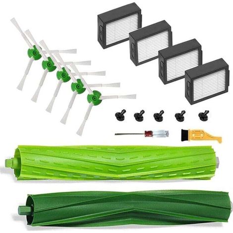 Ricambi e accessori per aspirapolvere iRobot Roomba i7 i7+ i3 i3+ i4 i6 i6+ i8 i8+/Plus E5 E6 E7 serie I, E e J, 1 set di spazzole in gomma multisuperficie, 4 filtri e 5 spazzole