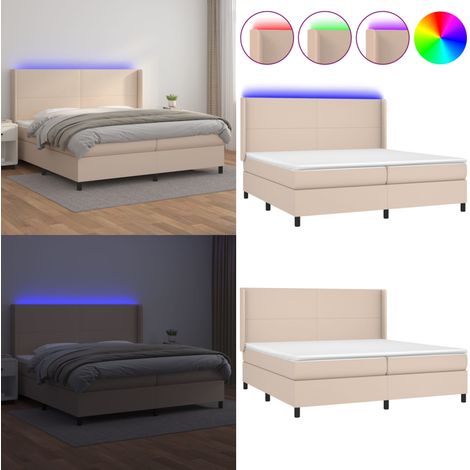 Sommier à lattes de lit matelas LED Cappuccino 200x200 cm - Lit Capitonné - Lit Design - Lit Moderne - Lit Double - Sommier Tapissier - Home & Living (1/5)
