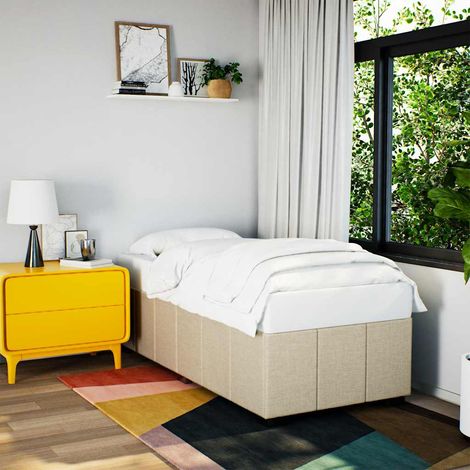 Bettgestell ohne Matratze Creme 100x200 cm Stoff (1/5)