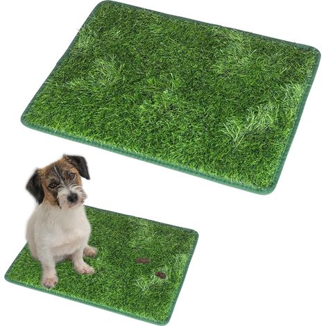2PCS Tapis de Gazon Artificiel pour Chien,46cm58cm Gazon Artificiel Réutilisable,Tapis de Gazon pour Animaux de Compagnie,Toilettes pour Chien,Gazon-Artificiel Durable pour Balcon, Jardin (Vert 1, S) (1/5)