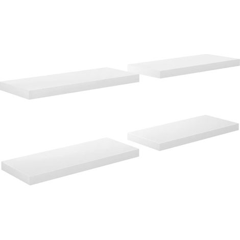 Étagère murale 4 pcs，Étagère flottante Blanc brillant 60x23,5x3,8cm MDF CFW93321 (1/5)
