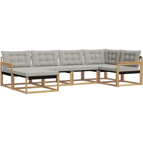 Set di divani da esterno 6 pcs Bianco e Grigio Chiaro vidaXL