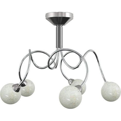 Plafonnier avec abat-jour ronds en verre pour 5 LED G9 (1/5)