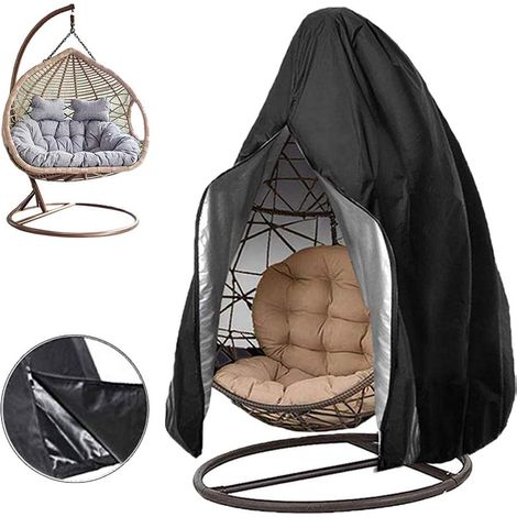 Housse anti-poussière noire coquille d'œuf pour balancelle d'extérieur (une pièce) - 230 x 200 cm