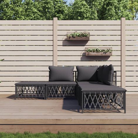 5 pcs Salon de jardin, Ensemble table et chaises de jardin, Meuble de jardin anthracite acier MKW733778 (1/5)