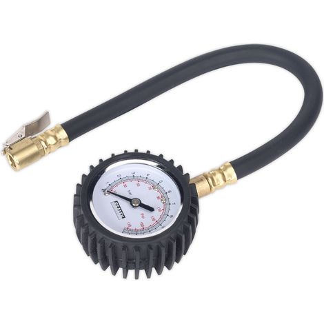 Sealey Tyre Pressure Gauge with Clip-On Chuck 0-7bar(0-100psi) TST/PG6
