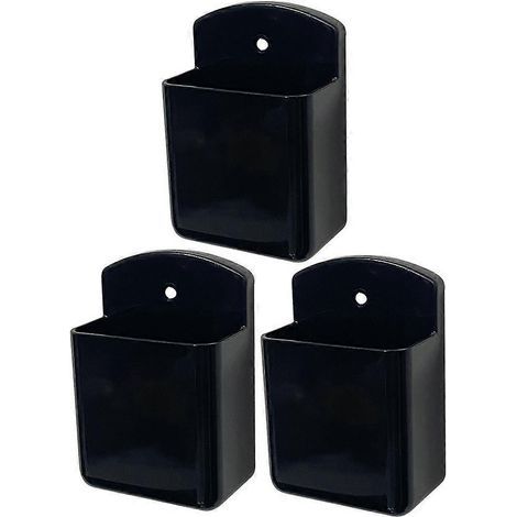 Set mit 3 Wandhalterungen für Fernbedienungen, kein Bohren erforderlich, selbstklebende Wandorganizer für Fernbedienungen – 10,00 x 6,50 x 3,00 cm – Schwarz (1/3)