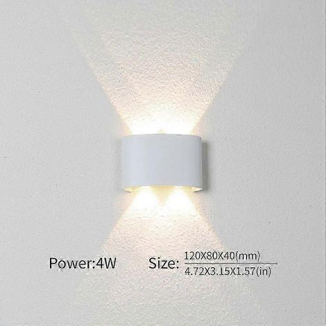 Applique murale LED, ampoule LED extérieure avec détecteur de mouvement, étanche IP66, pour porche, jardin, salon, escalier (blanc chaud 4W, sans détecteur)