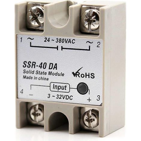 Relais statique monophasé SSR 40DA, commande CC, entrée CA 3-32 V, sortie CA 24-380 V, embase de relais CA (1/5)