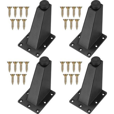 6 Pièces Pieds Réglables Meubles, Jambes de Table Noir Metal pour Table Armoires Cuisine Canapé Bureau, 92mm (1/5)
