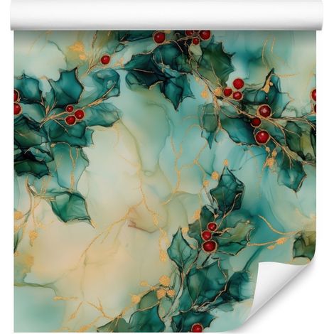 Papel pintado Sea Ink, verde y beige para salón y dormitorio, 50x1000 cm. (1/5)