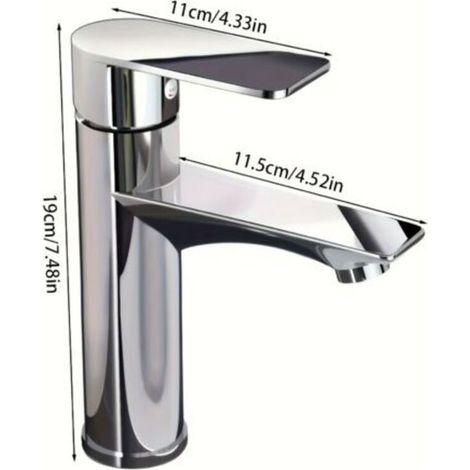 Mitigeur de Salle de Bain Monotrou Chromé – Robinet Économiseur d’Eau à Commande Chaude et Froide, Levier Unique pour Lavabo et Meuble Vasque (1/4)