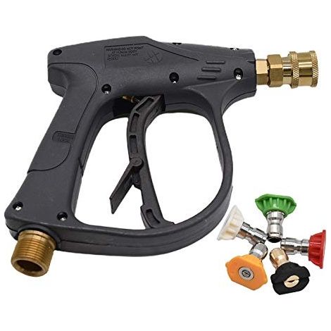 Pistolet Nettoyeur Haute Pression avec 5 Buses de Pulvérisation, 4000 PSI Mousse à Connexion Rapide 1/4", Jet à Filetage Mâle M22 pour Lavage de Voiture (1/5)