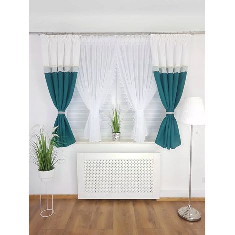Cortina confeccionada - juego con cortinas verdes (1/5)