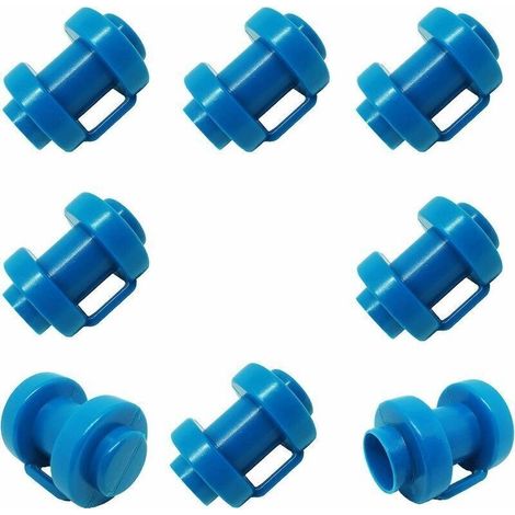Set mit 8 Trampolinstangen-Endkappen für Trampolinnetz-Heringe Ø 25 MM, besonders robuste, wetterbeständige Endkappen, Ersatzteil für Sicherheitsnetze (Blau) (1/2)