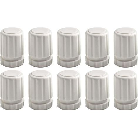 Lot de 10 interrupteurs de volant manuels en ABS blanc pour collecteur de chauffage au sol, couvercles de valve de radiateur M30 x 1,5, boutons de contrôle de température pour radiateurs et (1/4)