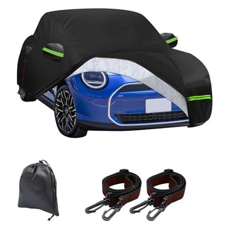 Waterproof Car Cover 210D Oxford Waterproof Cover for Mini Cooper 3 Door F56 2014-2025, Waterproof Full Garage Cover 6 Layers with Cotton Lining and Zipper for Door