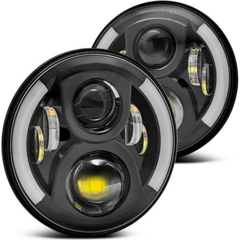 Phare LED pour motos, clignotant rond, 7 pouces, remplacement pour Jeep Wrangler, 12V/24V (1/5)
