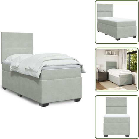 Boxspringbett mit Matratze Hellgrau 90x200 cm Samt - Boxspringbett - Boxspringbetten - Bett - Betten (1/5)
