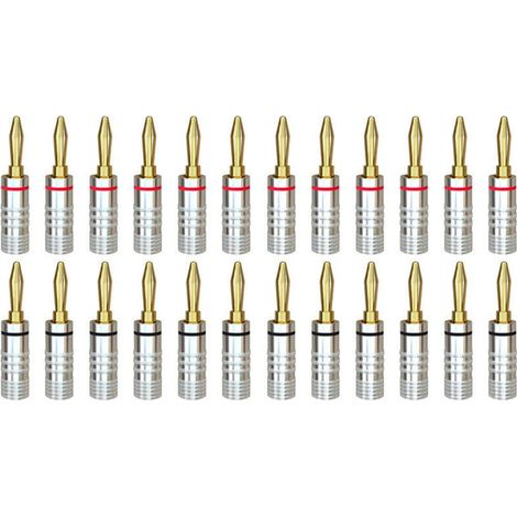 Fiches Banane 12 Paires Connecteurs Haut-Parleur Or 24K à Vis pour Systèmes Audio Maison et Cinéma (1/4)