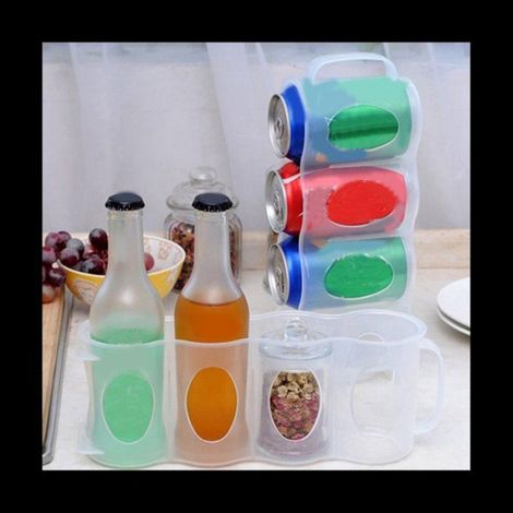 Organisateur Réfrigérateur - 4 Compartiments pour Canettes - Support de Rangement Cuisine Transparent - 5 Pièces (1/5)