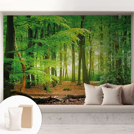 Tapete Dekorative Vliestapete mit Klebe für Wand - Mustertapete - moderne Einrichtung - für Büro Grüner Wald 208x146 cm (1/5)