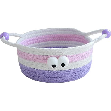 Panier de rangement tressé, joli panier en tissu, couleurs vives - Petit panier de bureau en corde de coton, pour ranger les jouets (1/5)