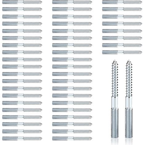 50 Pièces Vis Double Filetage M8 x 80 mm, Vis à Double Filetage, Boulons de Suspension Torx, Bois Goujon Tige Filetée pour Assemblage de Meubles et Fixation (1/5)