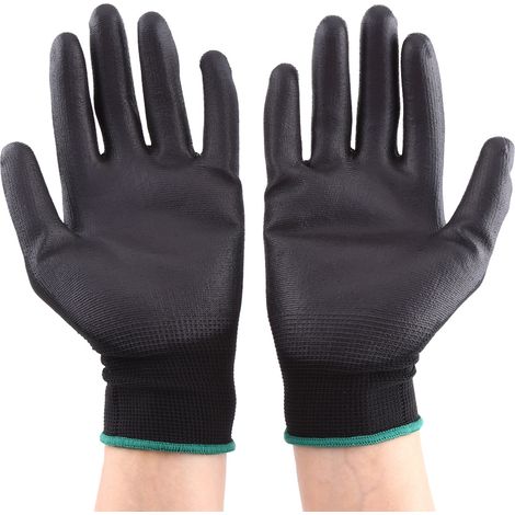 12 Paar Arbeitshandschuhe, gestrickt, PU-beschichtet, für Arbeiter (M) (1/5)