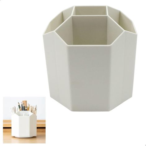 Porte-stylos rotatif personnalisé avec 5 compartiments, boîte de rangement grande capacité pour bureau et école (1/5)
