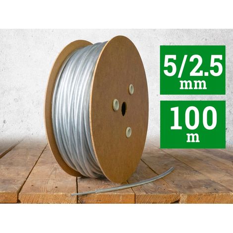 Câble en acier gainé de PVC 2,5/5 mm, 100 m, incolore, 1x19 (1/5)